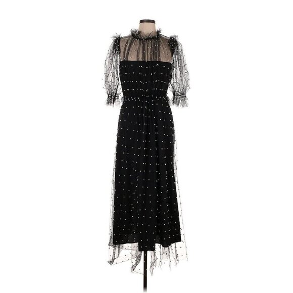 NWT Hunter Bell Bennett in Black Pearl Embellished Mesh Tulle Maxi Dress 12 - Picture 5 of 6